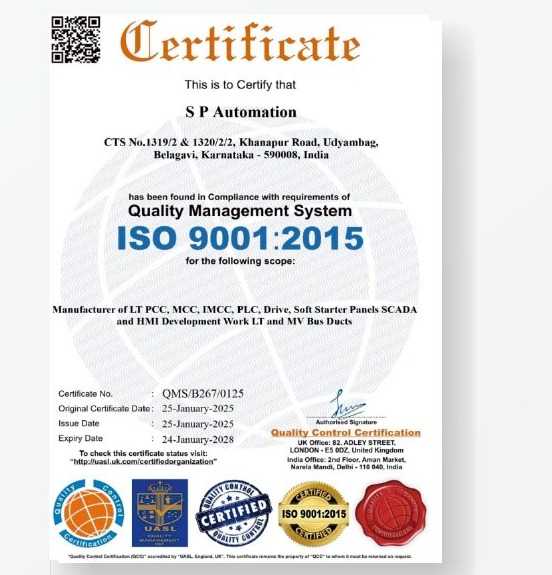S P Automation certificate